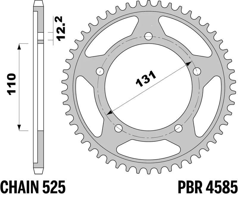 EK/PBR Chain kit 525 SRX2 - 17/45-128 - Steel Reinforced Rear Sprocket