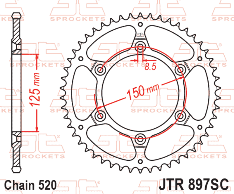 EK/JT Chain kit 520 SRX2 - 15/48-114 - Steel Self Cleaning Rear Sprocket