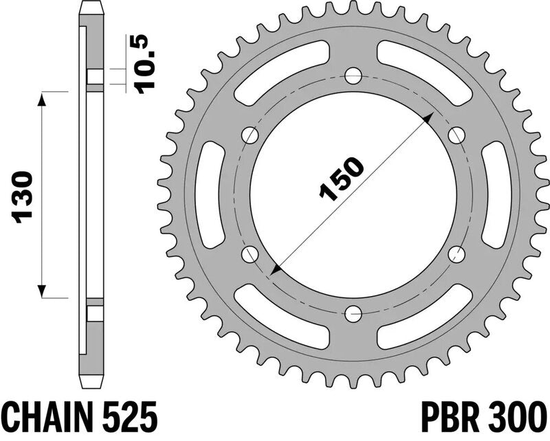 EK/PBR Chain kit 525 MVXZ2 - 15/47-118 - Steel Standard Rear Sprocket