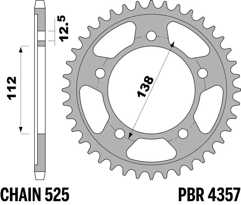 EK/PBR Chain kit 525 MVXZ2 - 15/45-124 - Steel Standard Rear Sprocket