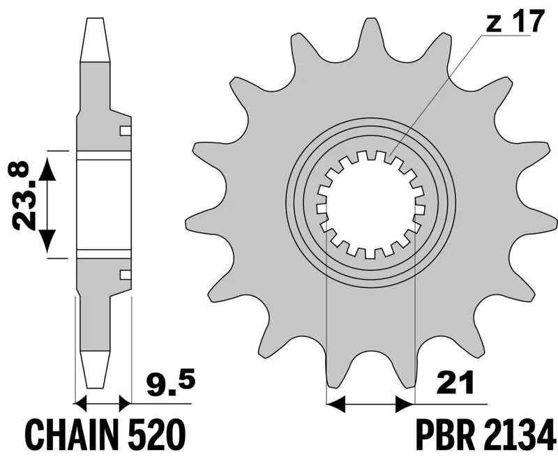 EK/PBR Chain kit 520 SRX2 - 13/49-114 - Alu Standard Rear Sprocket