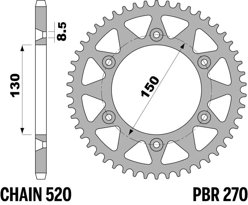 EK/PBR Chain kit 520 SRX2 - 13/43-108 - Steel Standard Rear Sprocket