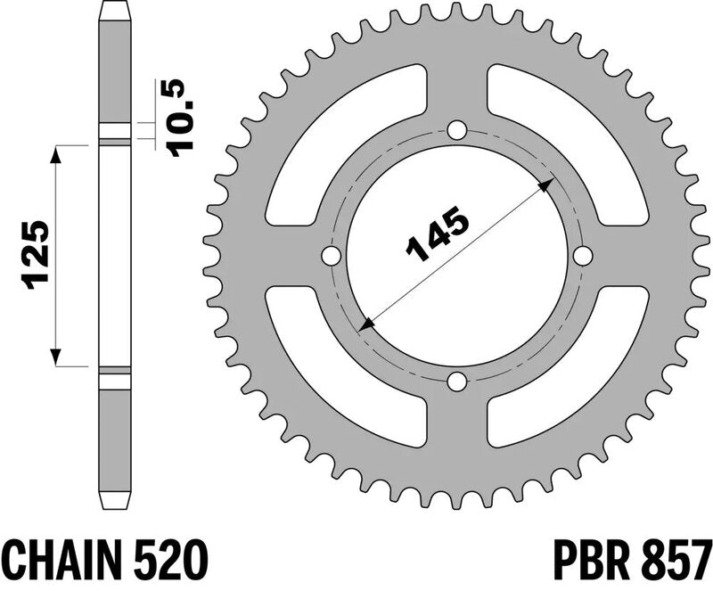 EK/PBR Chain kit 520 SRX2 - 15/47-110 - Steel Standard Rear Sprocket