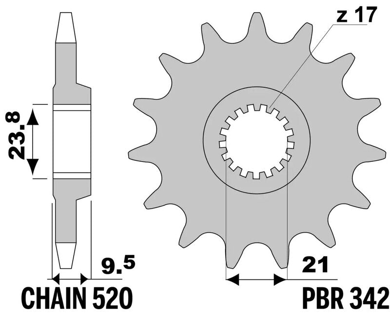 EK/PBR Chain kit 520 SRX2 - 13/51-114 - Steel Standard Rear Sprocket