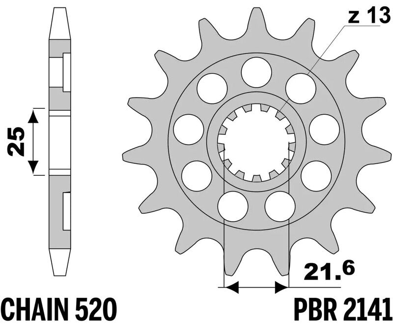 EK/PBR Chain kit 520 SRX2 - 13/50-114 - Steel Standard Rear Sprocket