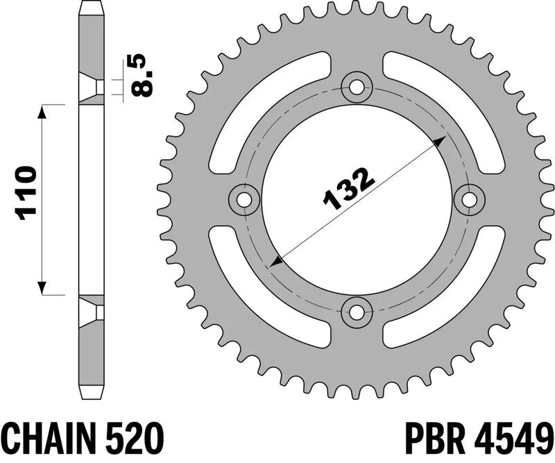 EK/PBR Chain kit 520 SRX2 - 12/48-118 - Steel Standard Rear Sprocket