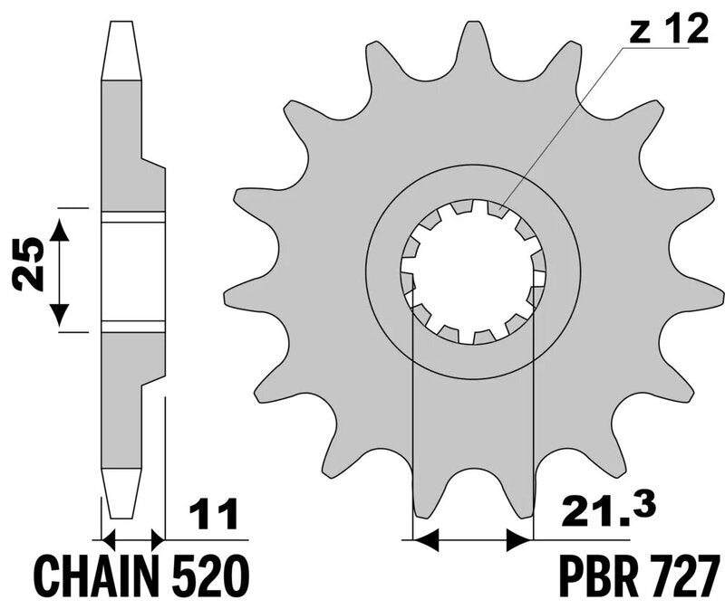 EK/PBR Chain kit 520 SRX2 - 15/45-116 - Steel Standard Rear Sprocket