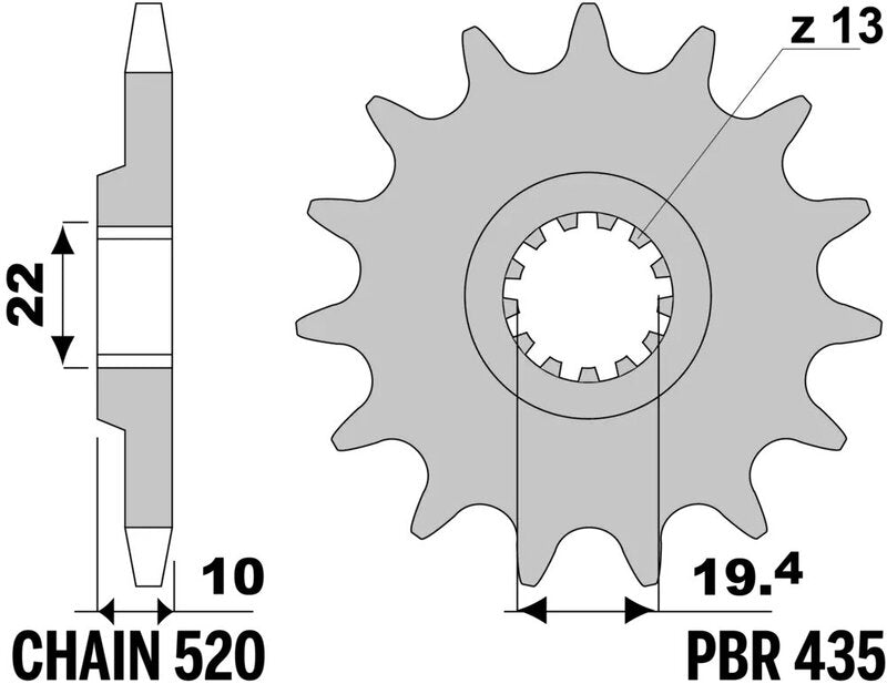 EK/PBR Chain kit 520 SRX2 - 15/41-110 - Steel Standard Rear Sprocket