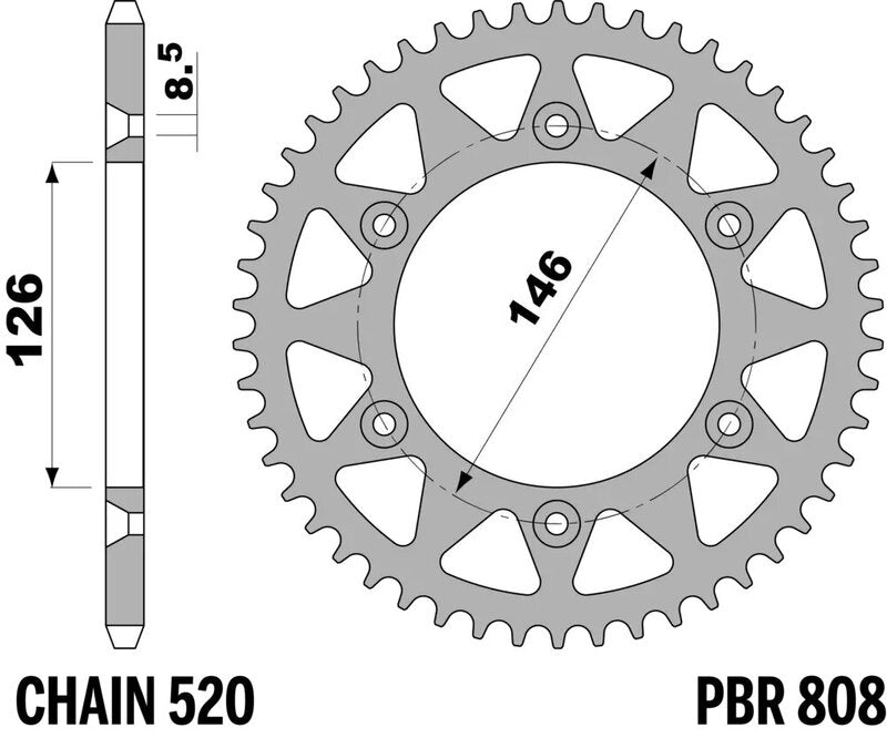 EK/PBR Chain kit 520 SRX2 - 15/41-110 - Steel Standard Rear Sprocket