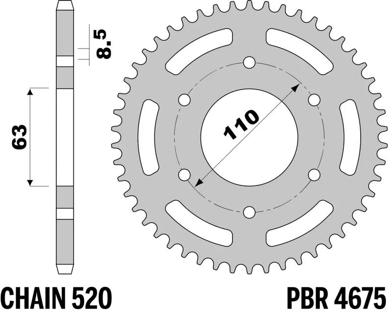 EK/PBR Chain kit 520 SRX2 - 13/45-112 - Alu Reinforced Rear Sprocket