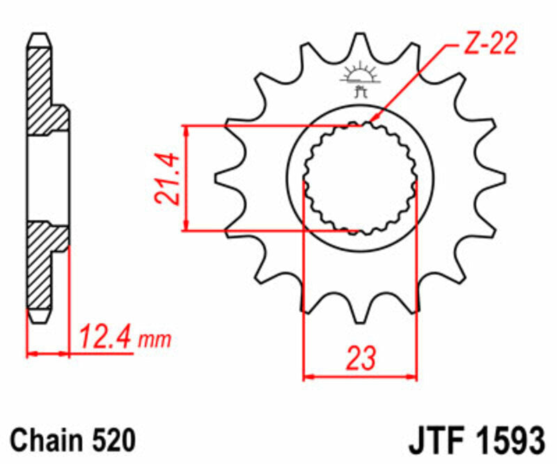 EK/JT Chain kit 520 SRX2 - 14/38-92 - Steel Standard Rear Sprocket