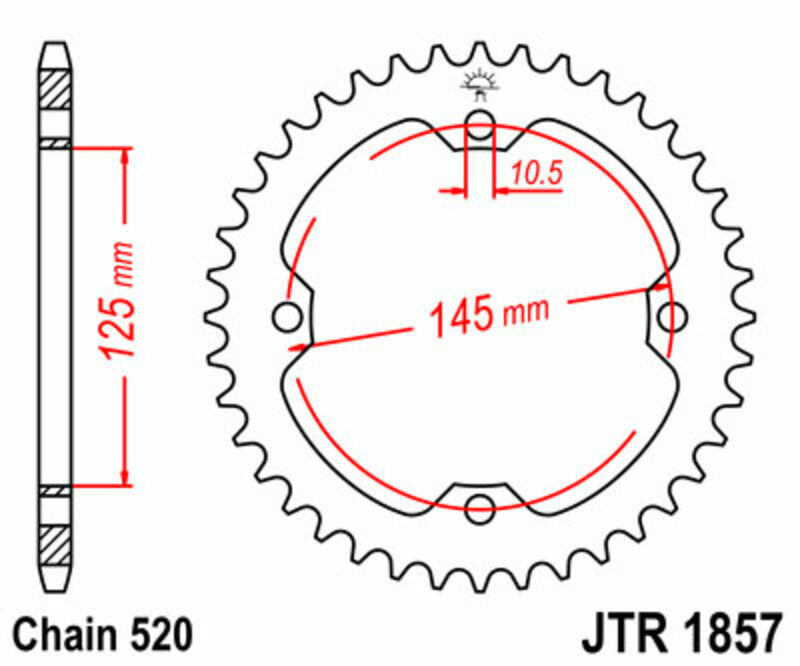 EK/JT Chain kit 520 SRX2 - 13/38-98 - Steel Standard Rear Sprocket
