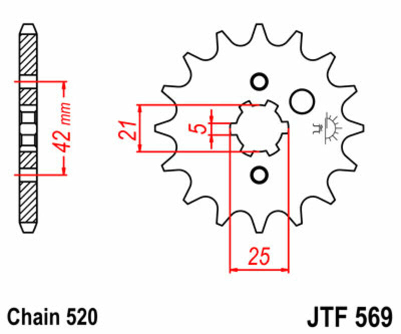 EK/JT Chain kit 520 SRX2 - 13/38-98 - Steel Standard Rear Sprocket