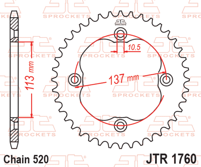EK/JT Chain kit 520 SRX2 - 14/40-96 - Steel Standard Rear Sprocket