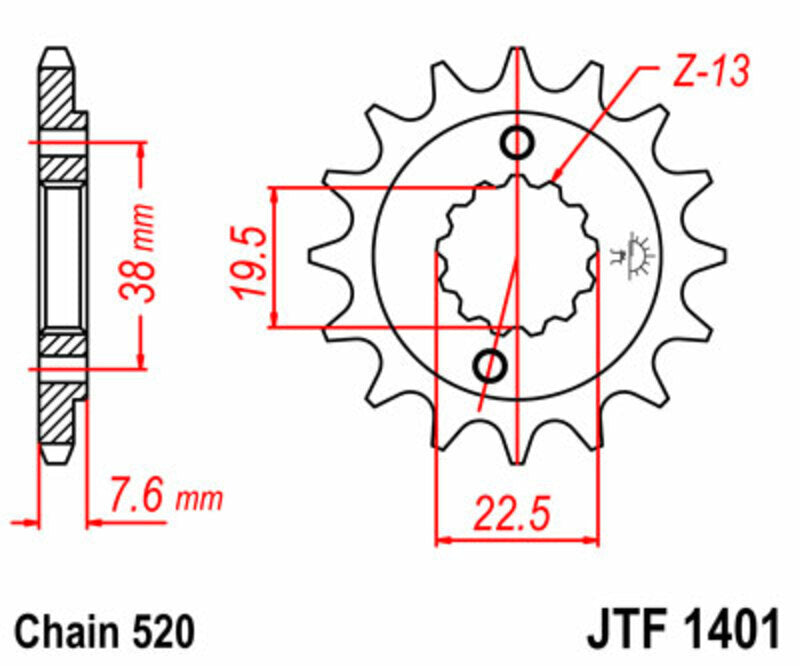 EK/JT Chain kit 520 SRX2 - 14/36-96 - Steel Standard Rear Sprocket