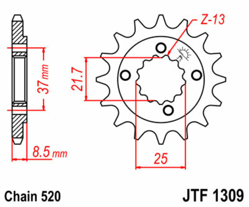 EK/JT Chain kit 520 SRX2 - 14/37-94 - Steel Standard Rear Sprocket