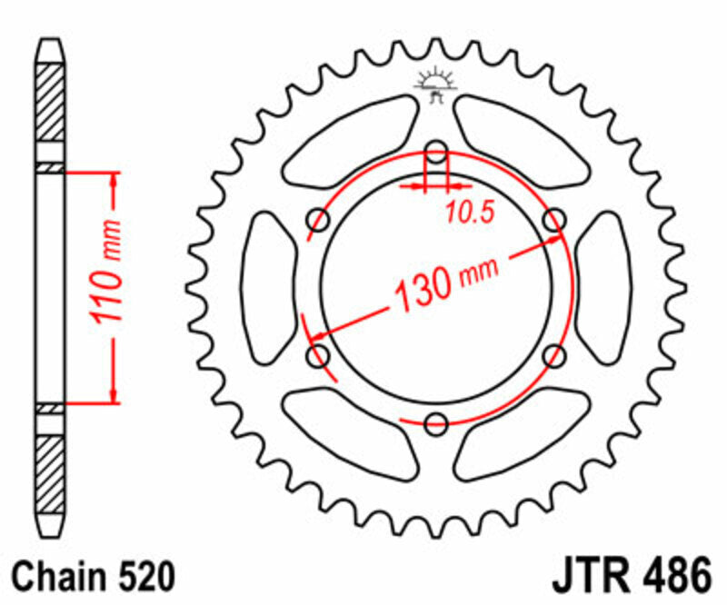 EK/JT Chain kit 520 SRX2 - 14/43-112 - Steel Standard Rear Sprocket