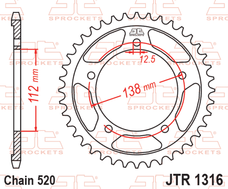 EK/JT Chain kit 520 SRX2 - 16/45-114 - Steel Standard Rear Sprocket