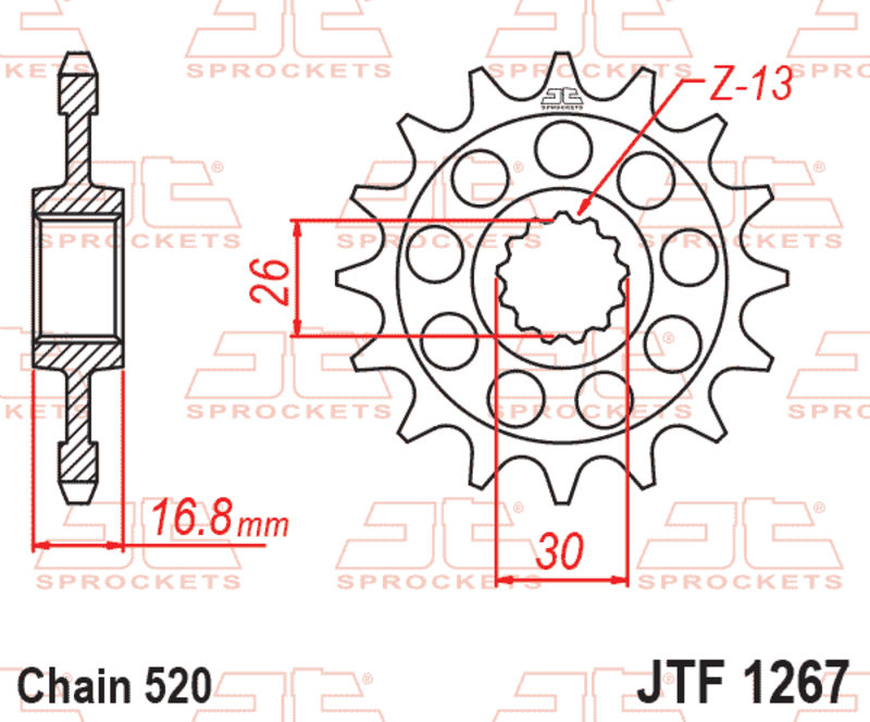 EK/JT Chain kit 520 SRX2 - 16/45-114 - Steel Standard Rear Sprocket