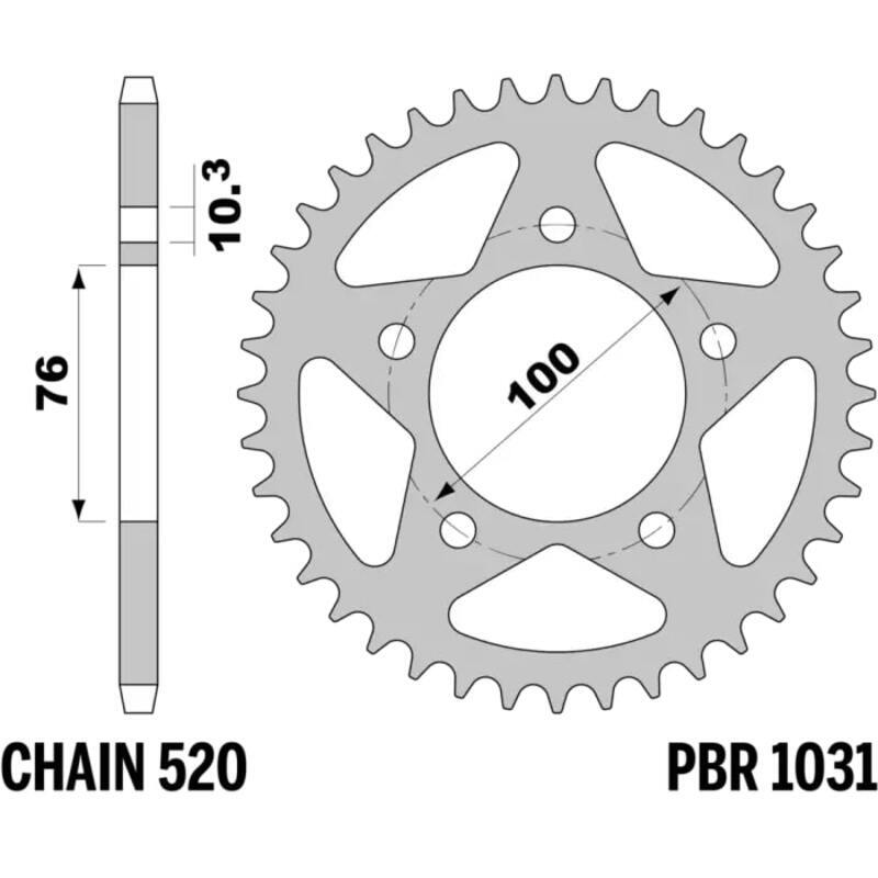 EK/PBR Chain Kit 520 SRX2 - 15/46-114 - Steel Standard Rear Sprocket