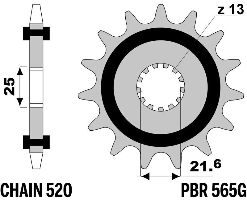 EK/PBR Chain Kit 520 SRX2 - 15/46-118 - Steel Standard Rear Sprocket