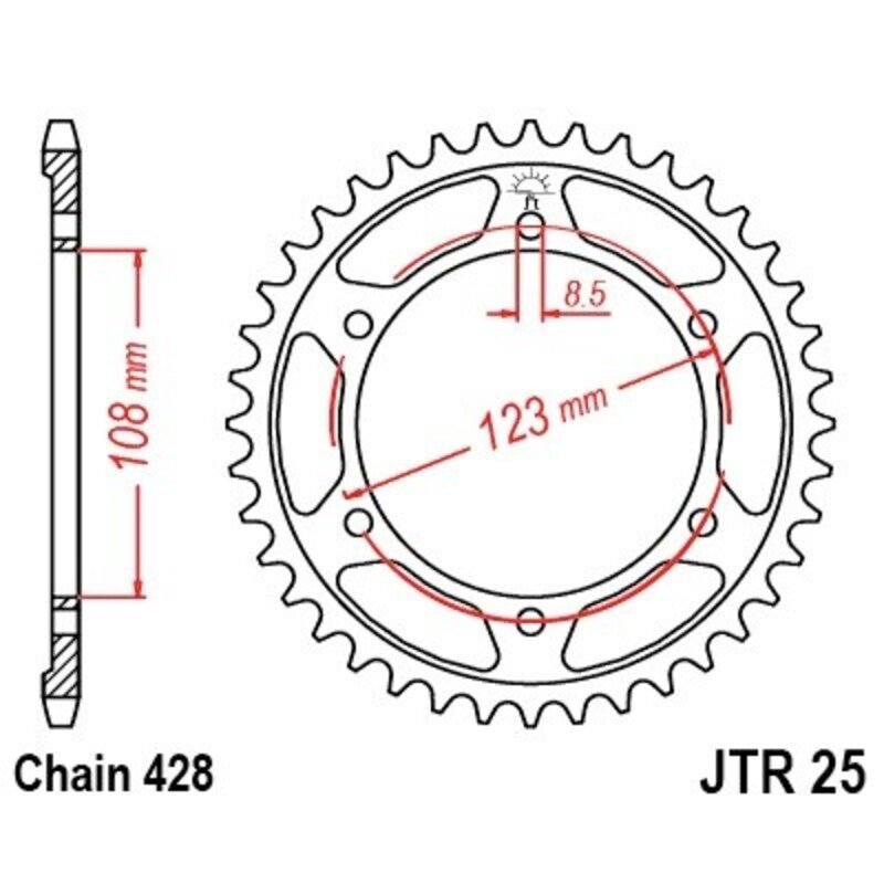 EK/JT Chain kit 428 DEH - 13/60-136 - Steel Standard Rear Sprocket