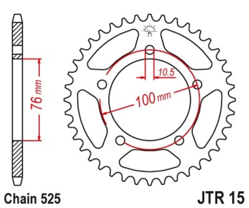 EK/JT Chain kit 525 SROZ2 - 14/44-116 - Steel Standard Rear Sprocket