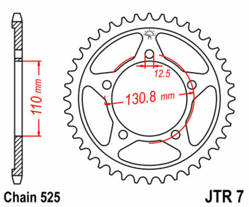 EK/JT Chain kit 525 SRX2 - 17/45-120 - Steel Standard Rear Sprocket