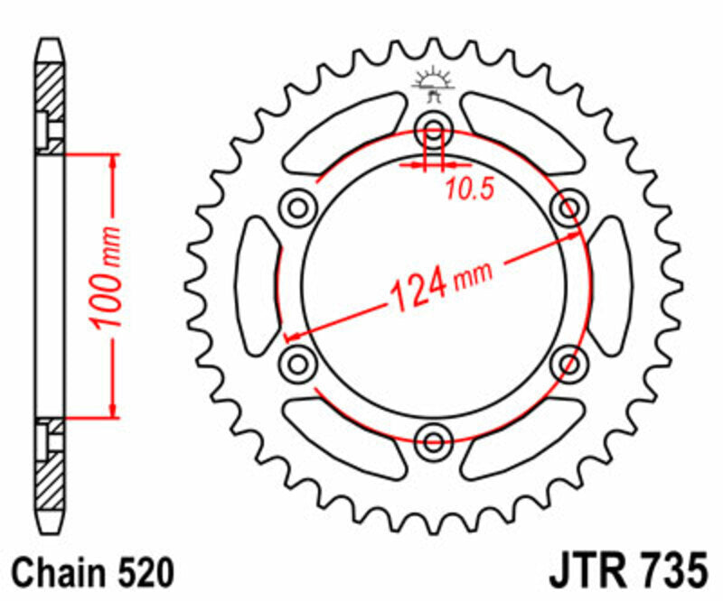 EK/JT Chain kit 520 SRX2 - 15/41-100 - Steel Standard Rear Sprocket