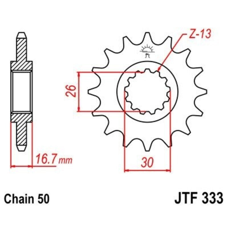 EK/JT Chain kit 530 MVXZ2 - 16/42-108 - Steel Standard Rear Sprocket