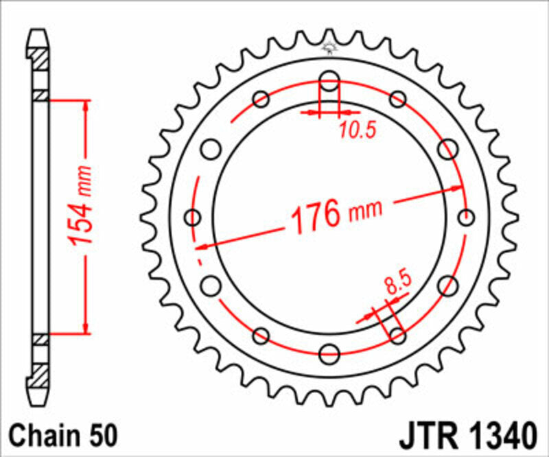 EK/JT Chain kit 530 MVXZ2 - 16/44-116 - Steel Standard Rear Sprocket