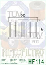HIFLOFILTRO Oil Filter - HF114