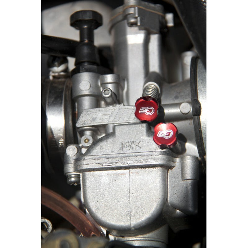 S3 Enduro Carburetor Adjuster Screws Idle + Air + Springs Red