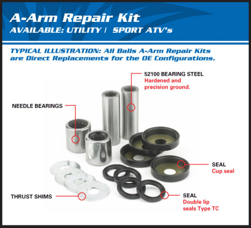 ALL BALLS Lower/Upper A-Arm Reconditioning Kit Polaris