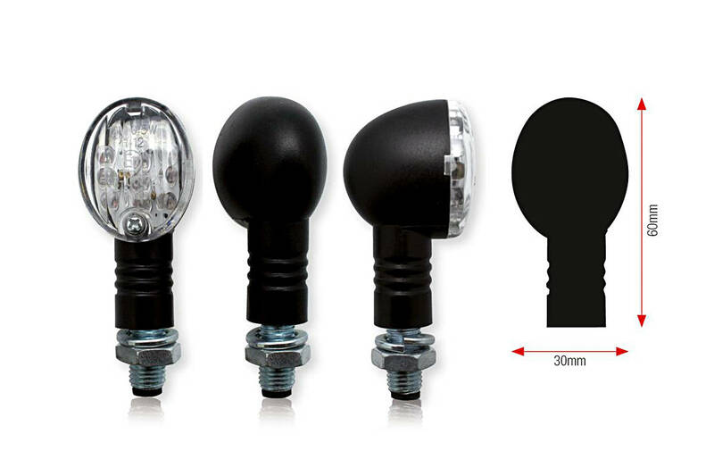 BIHR BULLET LED Indicator Body Black / Lens Clear (Pair), Front & Rear