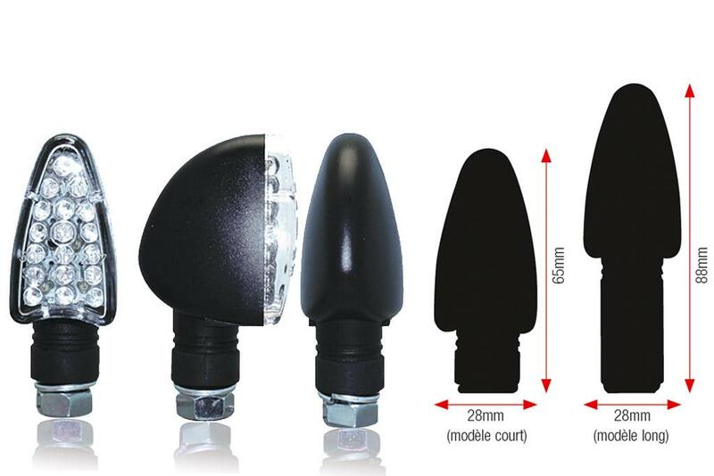 BIHR TRIANGLE LED Indicator Body Black / Lens Clear (Pair), Front & Rear, Short