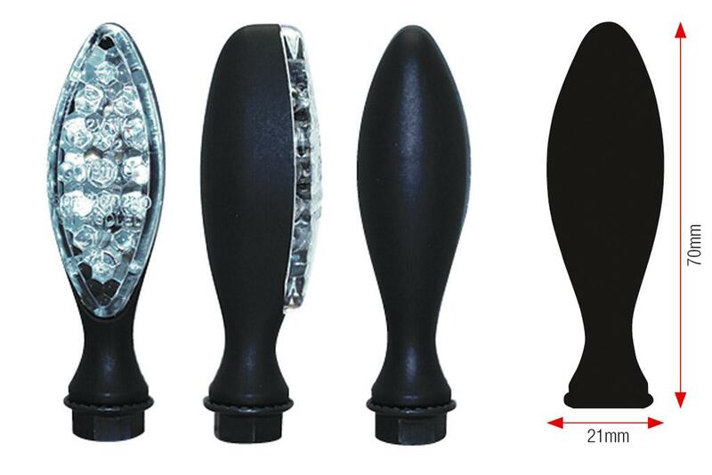 BIHR Elipse LED Indicator Body Black / Lens Clear (Pair), Front & Rear