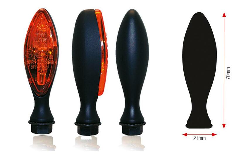 BIHR Elipse Bulb Indicator Body Black / Lens Orange (Pair), Front & Rear