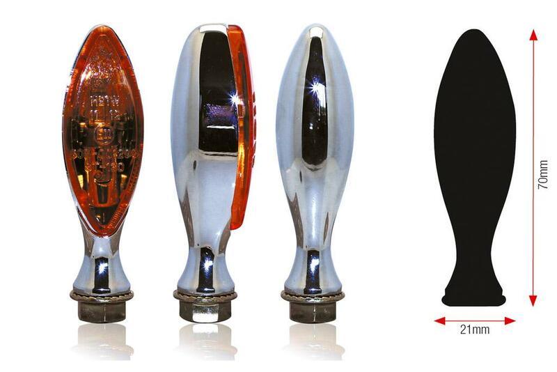 BIHR Elipse Bulb Indicator Body Chrome / Lens Orange (Pair), Front & Rear