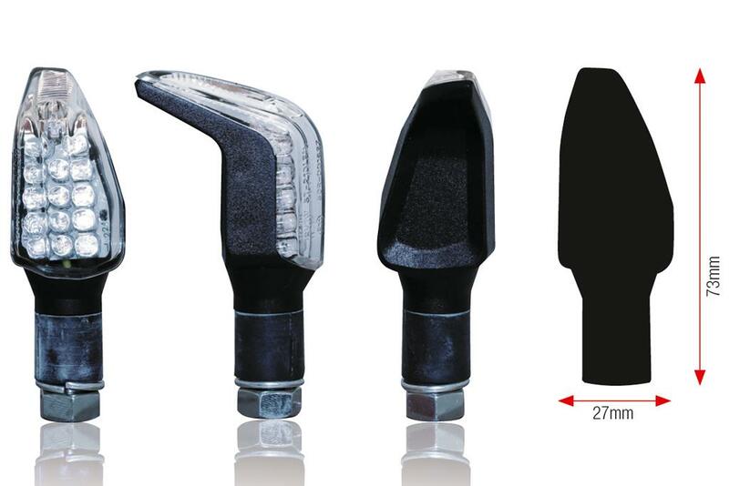 BIHR Boomerang LED Indicator Body Black / Lens Clear (Pair), Front & Rear
