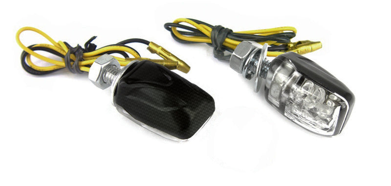 BIHR Micro-6 LED Indicator Body Carbon / Lens Clear (Pair), Front & Rear