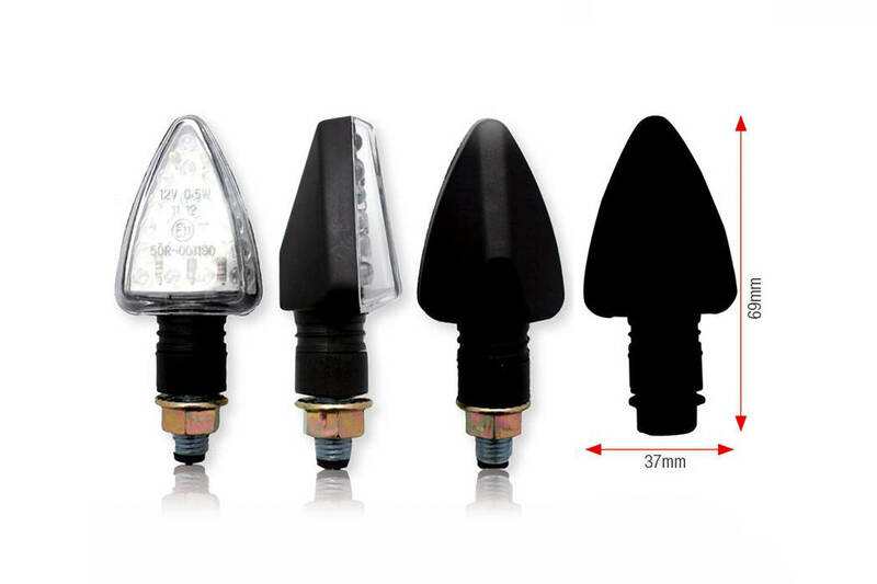 BIHR TRILEDS LED Indicator Body Black / Lens Clear (Pair), Front & Rear