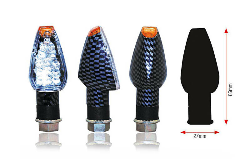 BIHR Design LED Indicator Body Carbon / Lens Clear (Pair), Front & Rear