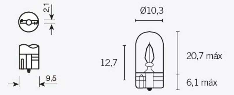 TECNIUM T10 Light Bulbs 12V 3W - x10