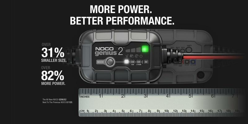 NOCO Genius2 Smart Battery Charger with Clamps 6/12V 2A