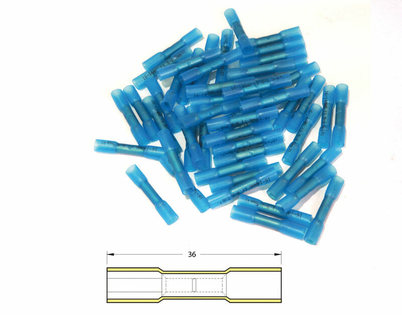 BIHR Heat-shrinkable Crimping Butt Splices Ø1,5/2,5mm² - 50pcs Transparent Blue