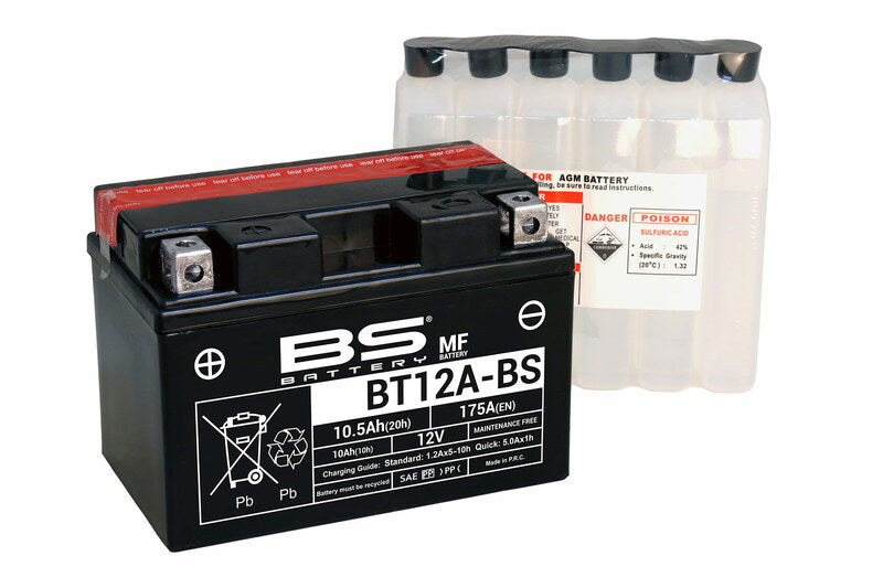 BS BATTERY Battery Maintenance Free with Acid Pack - BT12A-BS