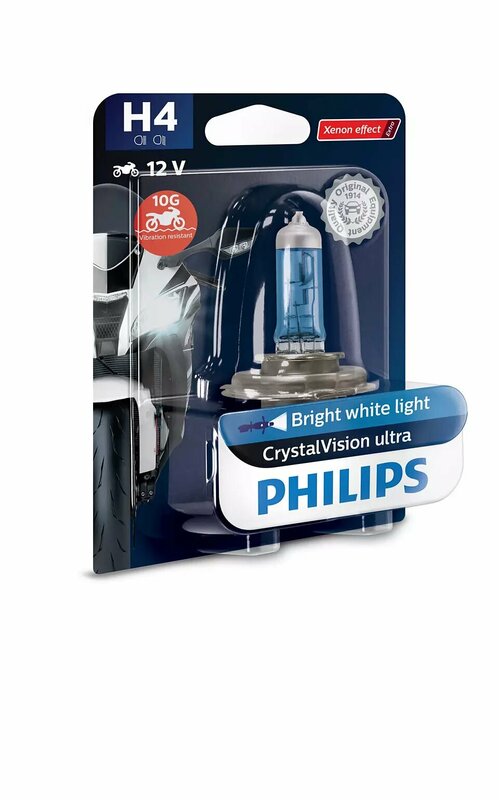 PHILIPS H4 CrystalVision Ultra Moto Light Bulb 12V/60/55W - x1