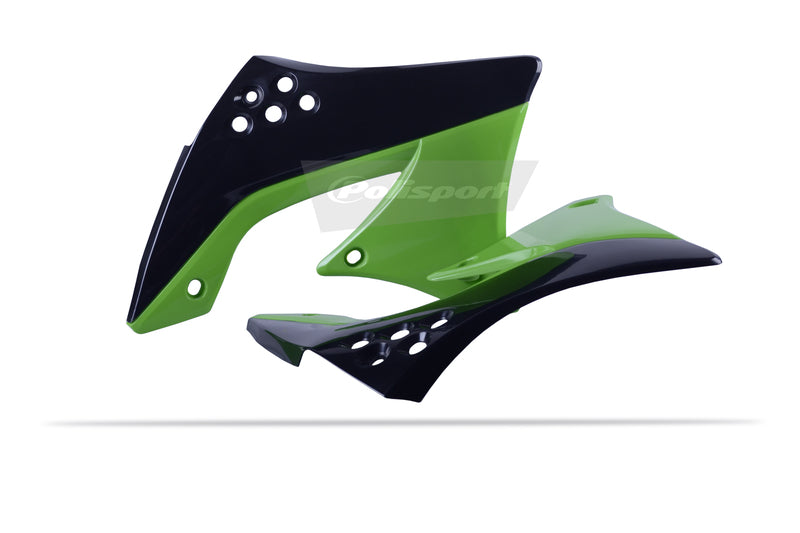 POLISPORT Radiator Covers OEM Color Black/Green Kawasaki KX450F