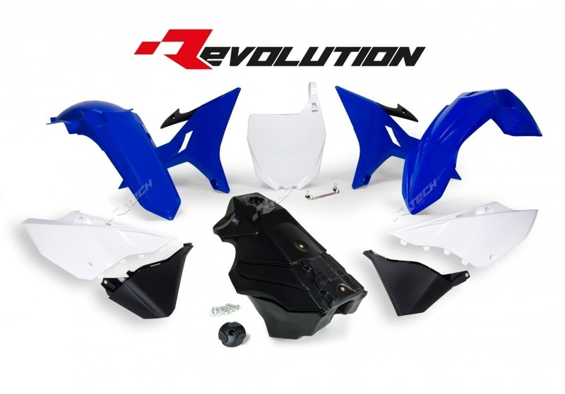 RACETECH Revolution Plastic Kit + Gas Tank OEM Color Blue/White/Black Yamaha YZ125/250
